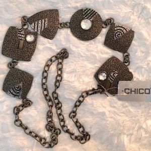 Chicos Estratto Mixed Metals Adjustable Chain Belt NWT Medium/Large